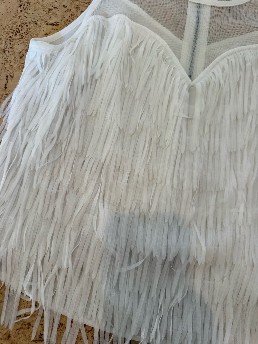 Naked Zebra Ivory Sheer Mesh Tank with Back Zipper - Picture 3 of 5